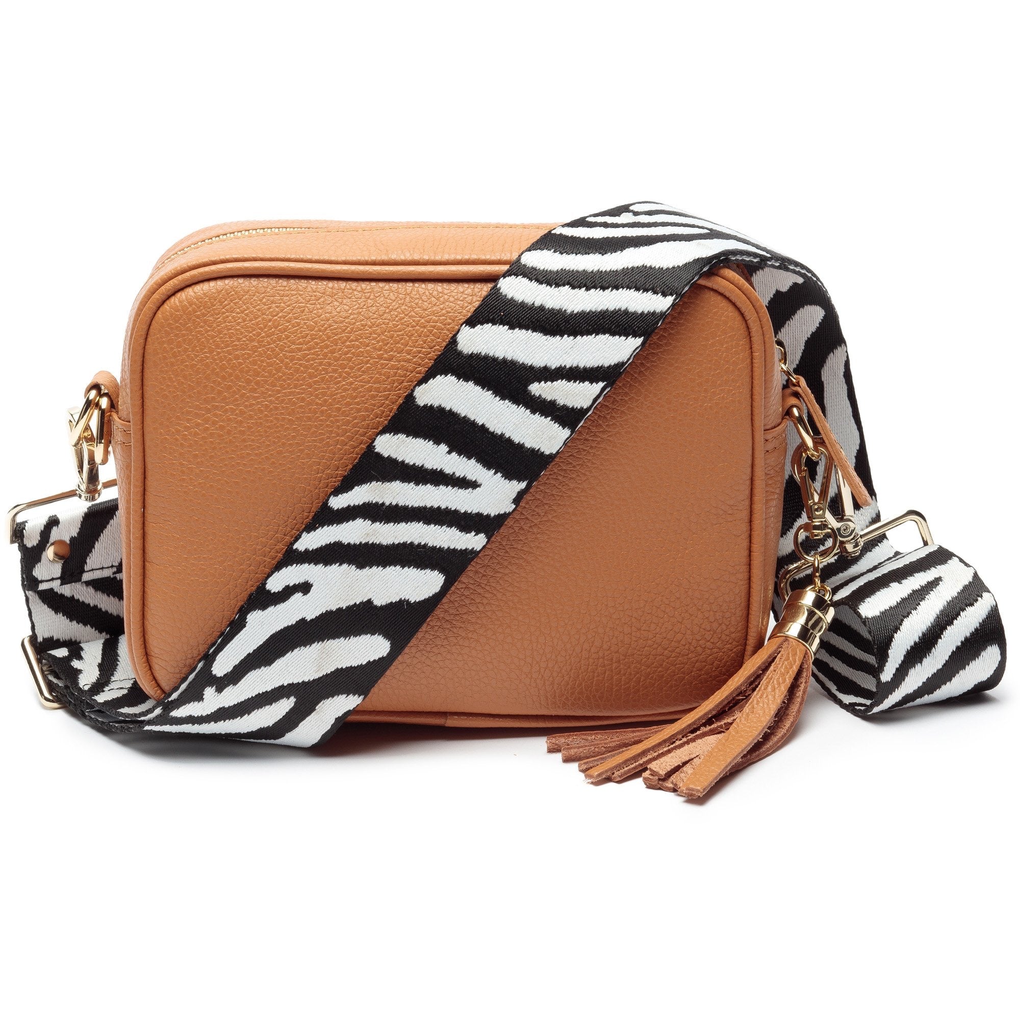 Elie Beaumont Designer Leather Crossbody Bag - Tan (GOLD Fittings)