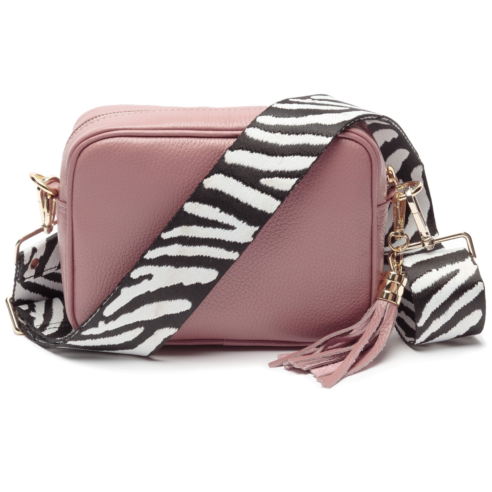 Elie Beaumont Designer Leather Crossbody Bag - Dusty Rose Pink (GOLD Fittings)