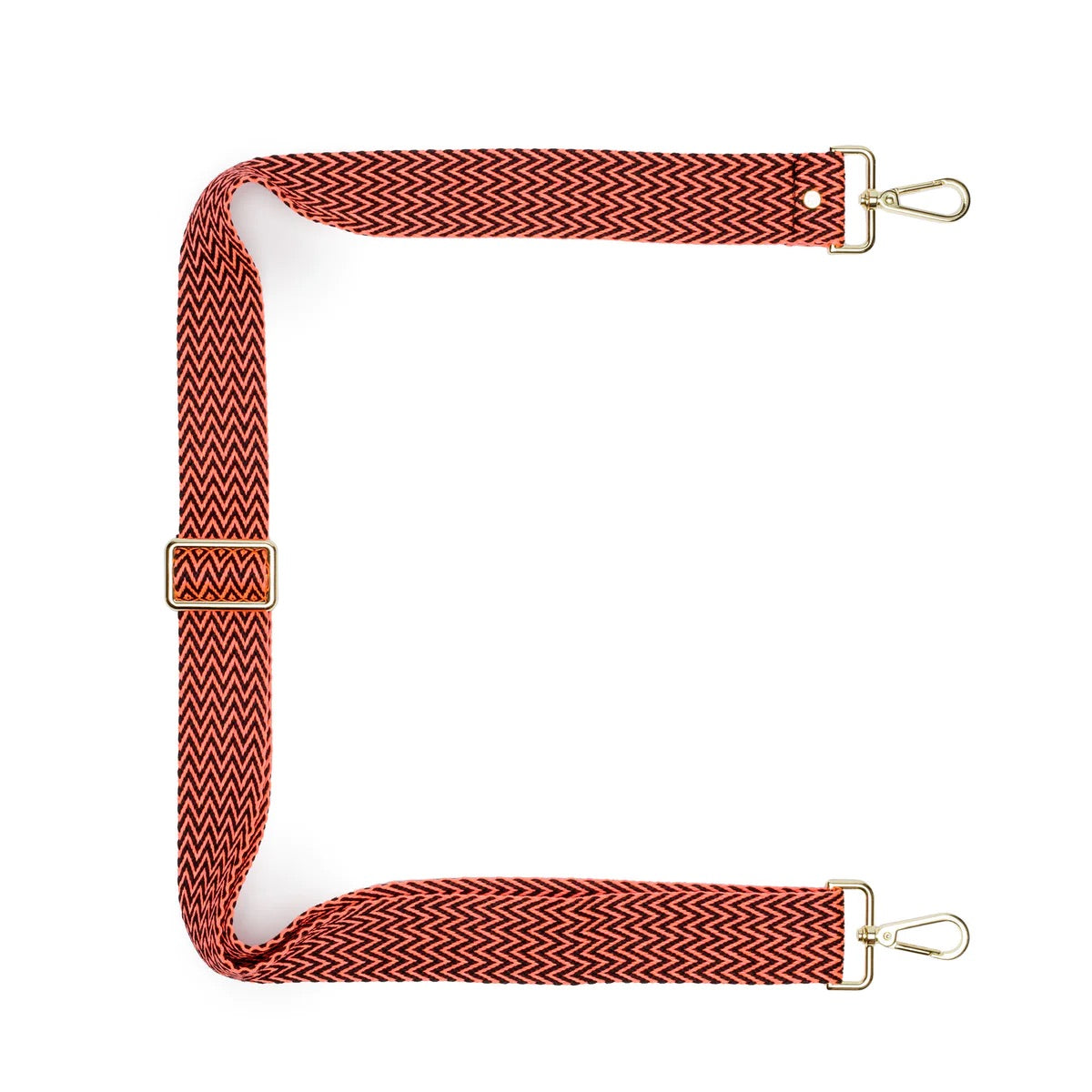Elie Beaumont Designer ORANGE ZIGZAG Adjustable Crossbody Bag Strap (GOLD Fittings)