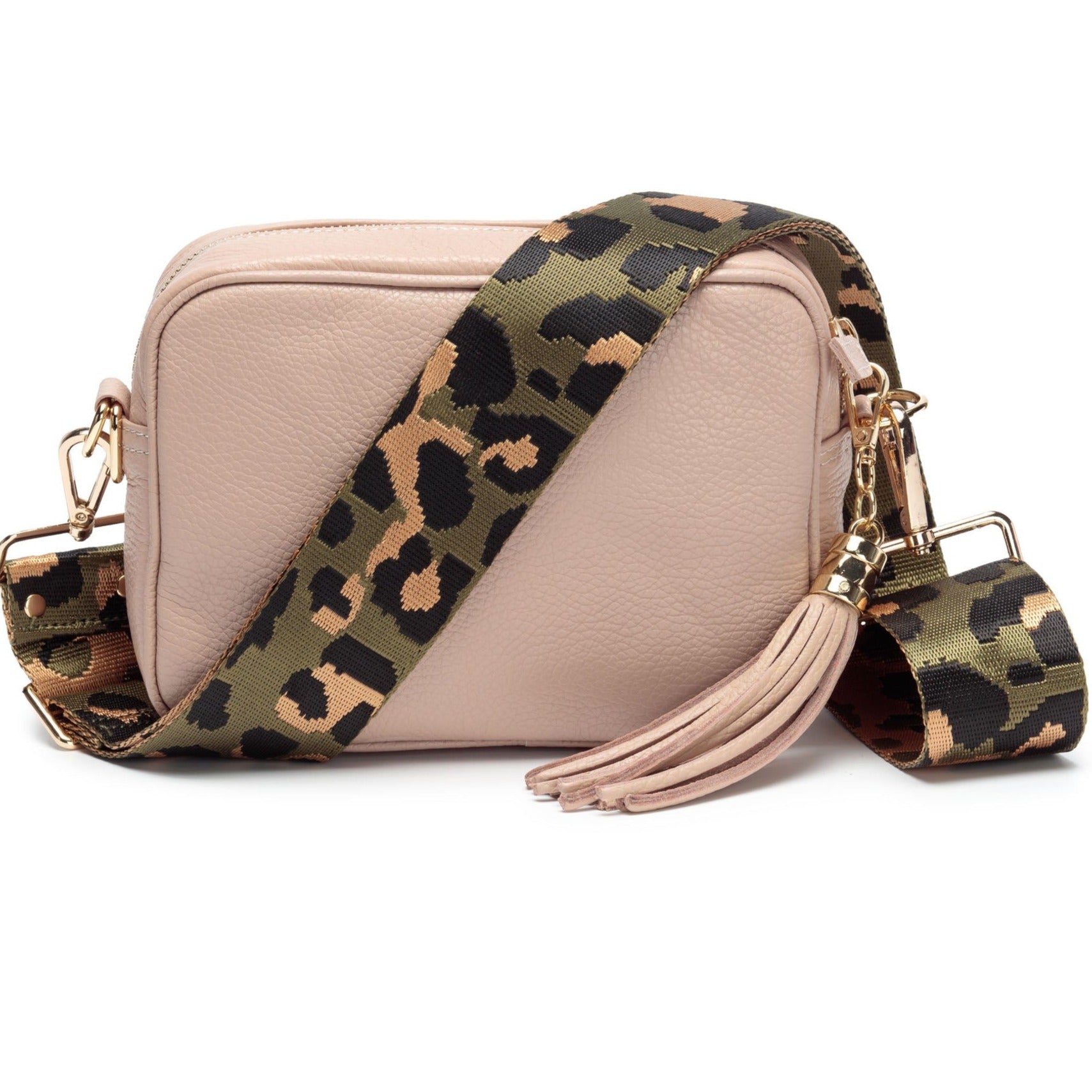 Elie Beaumont Designer OLIVE GREEN LEOPARD khaki Adjustable Crossbody Bag Strap