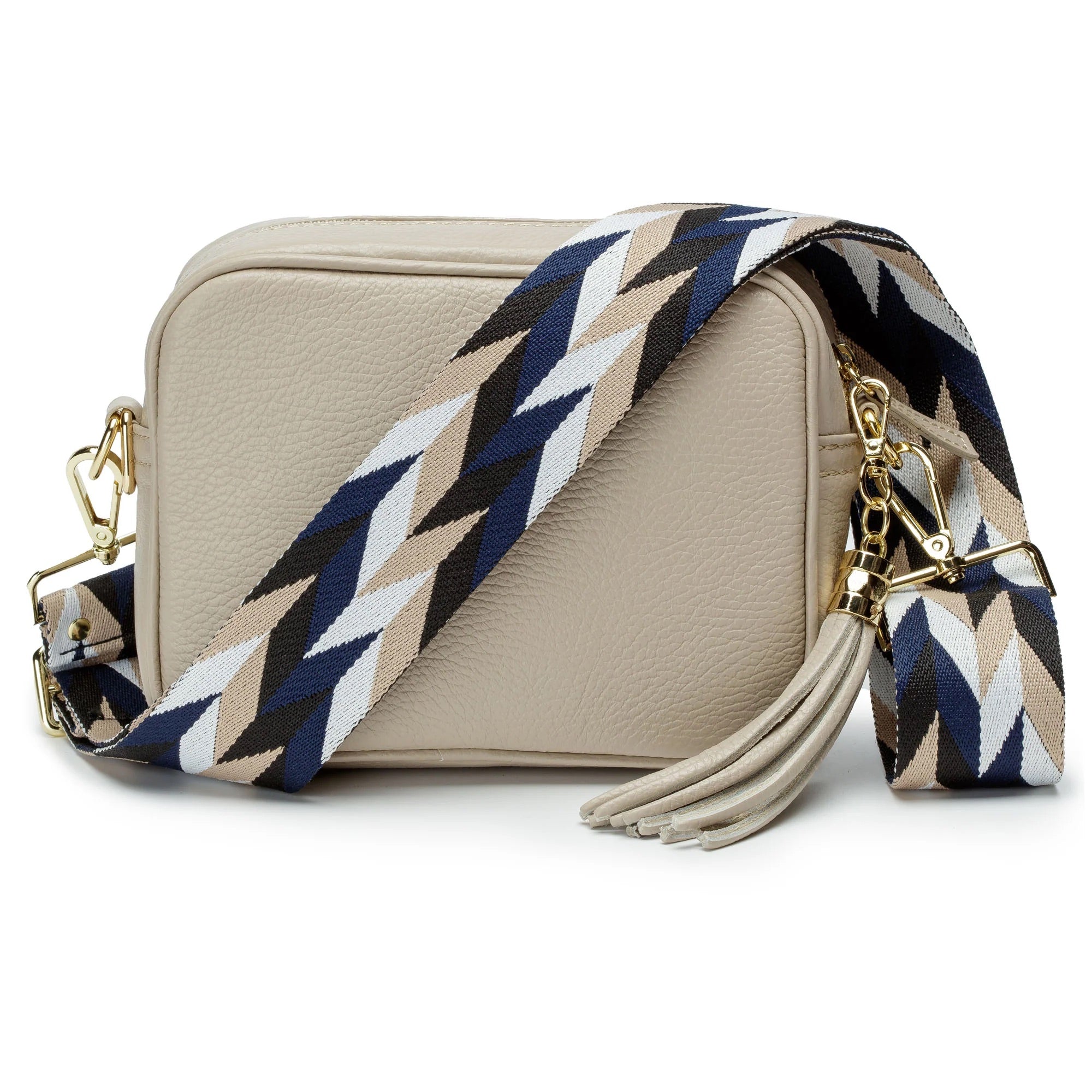Elie Beaumont Designer Leather Crossbody Bag - Biscuit (GOLD Fittings)