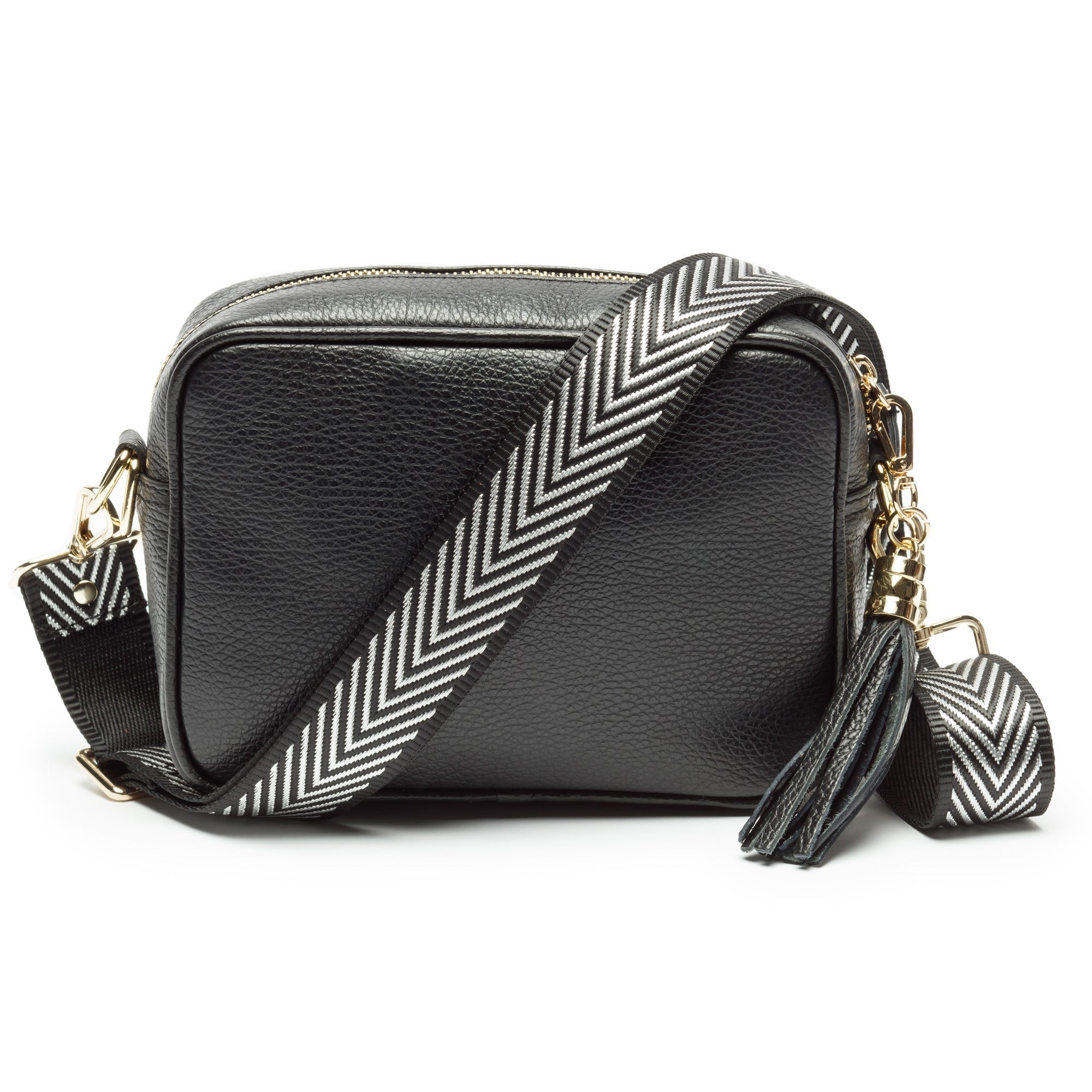 Elie Beaumont Designer Leather Crossbody Bag - Black (GOLD Fittings)