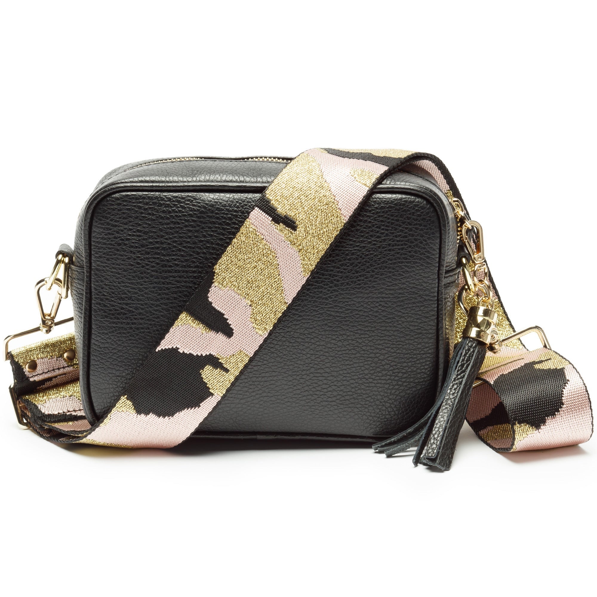 Elie Beaumont Designer Leather Crossbody Bag - Black (GOLD Fittings)