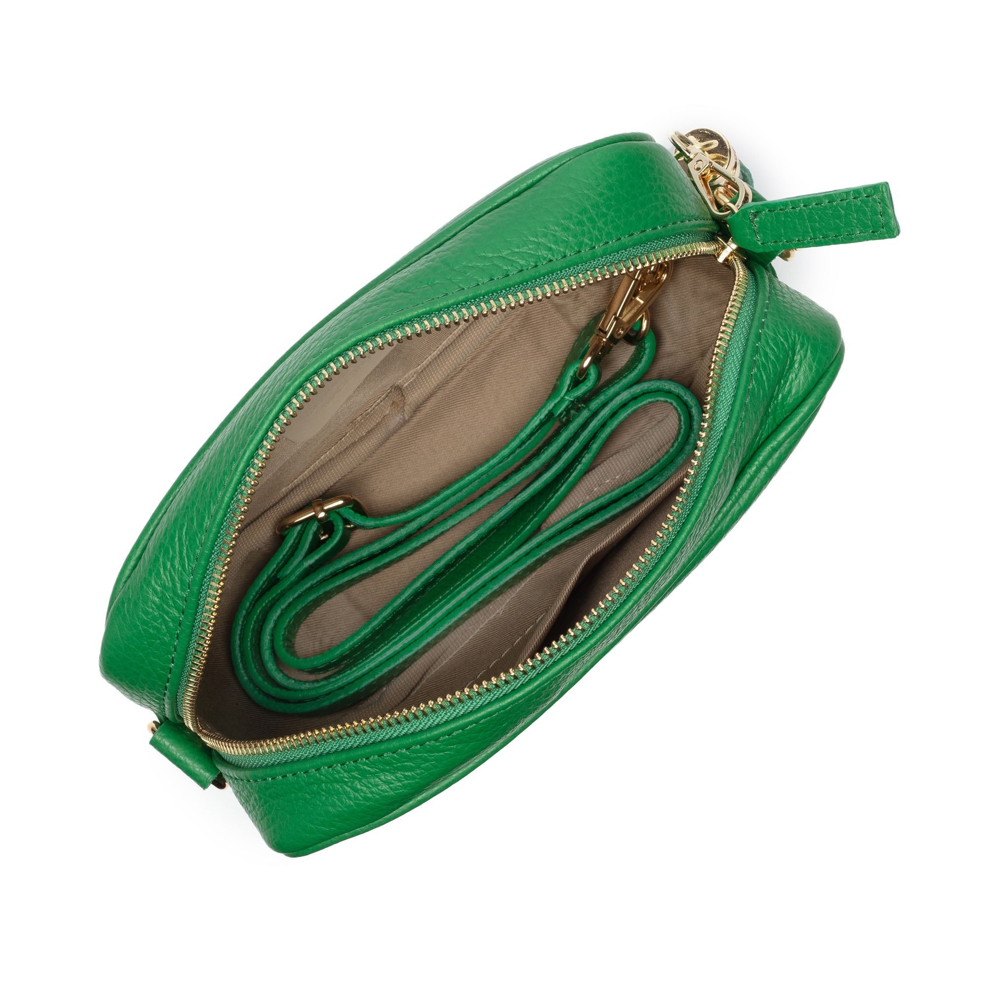 Elie Beaumont Designer Leather Crossbody Bag - Emerald (Bright Green) GOLD Fittings