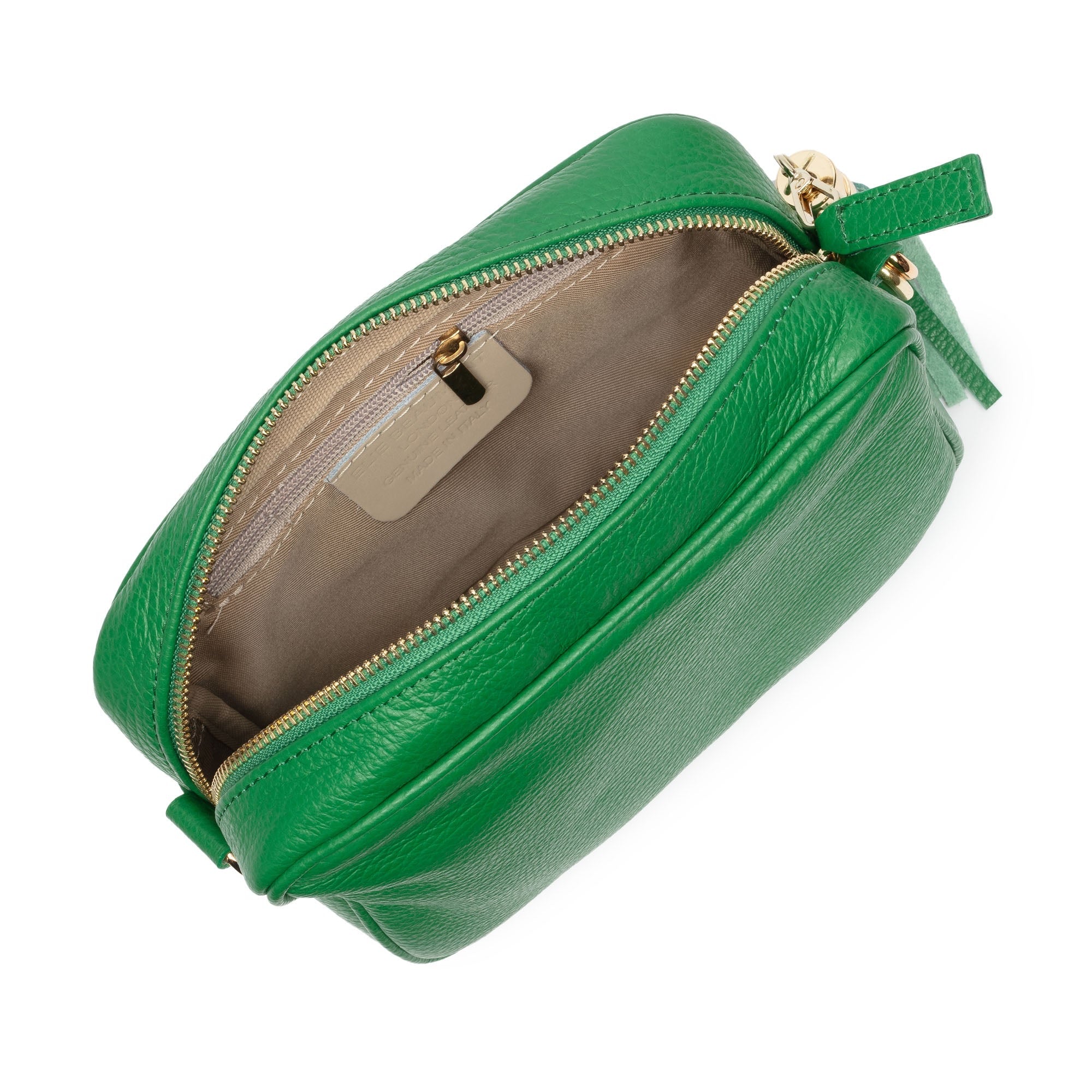 Elie Beaumont Designer Leather Crossbody Bag - Emerald (Bright Green) GOLD Fittings