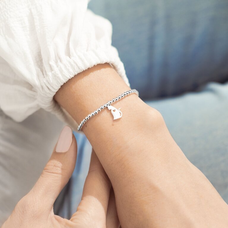 Joma Jewellery A Little 'Life is Better With Cats' Silver Bracelet