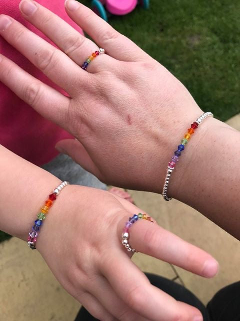 Jolu Jewellery Rainbow Hope Kids/Teen Stretch Ring š