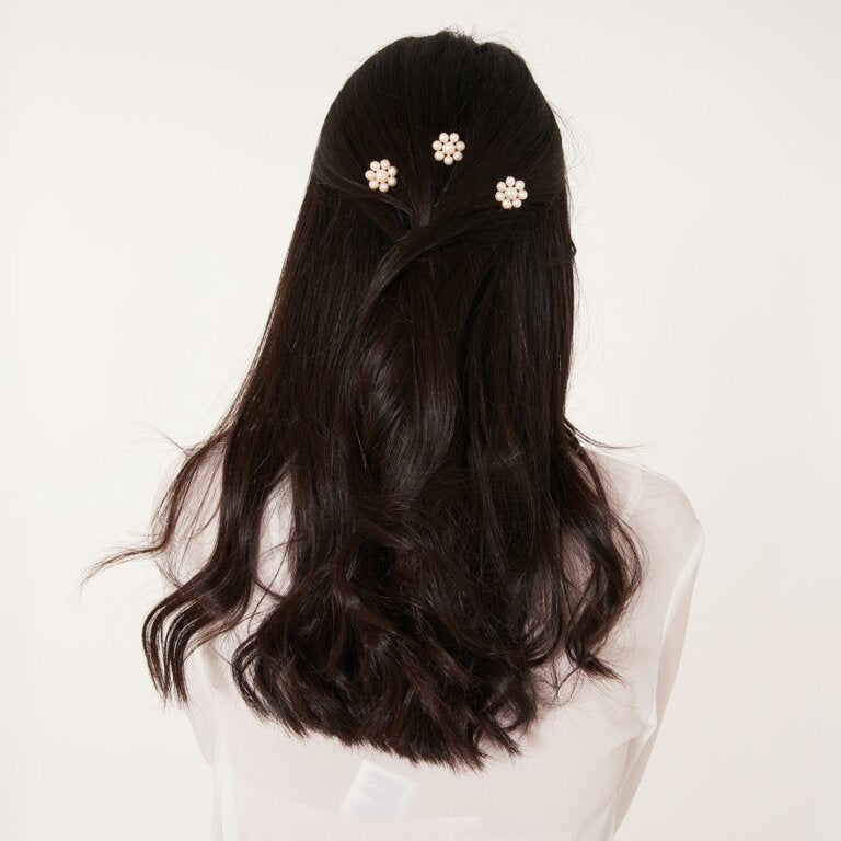 Joma Jewellery Happy Ever After Hair Accessories - Pearl Flower Hair Pins - Set 3