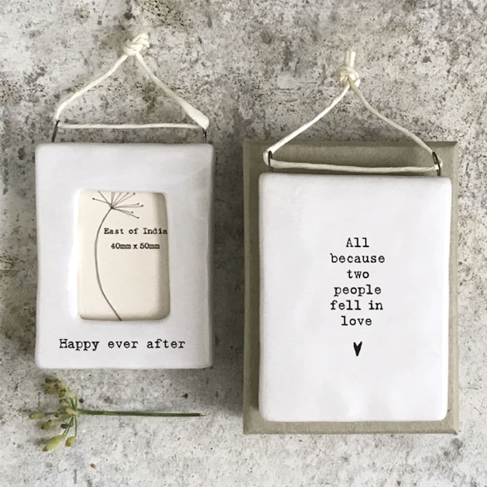East of India Porcelain Mini Hanging Frame - Happy Ever After