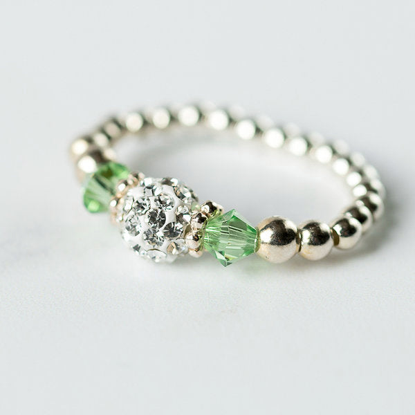 Peridot (August Birthstone) Silver Stretch Ring
