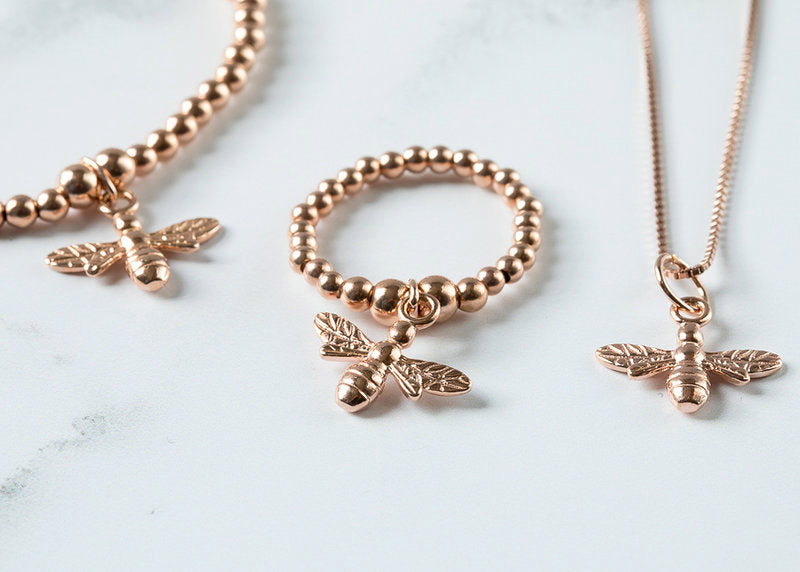 Jolu Jewellery Rose Gold Queen Bee Stretch Ring