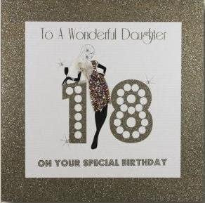Five Dollar Shake LARGE Daughter 18th Birthday Girl Card - Gold Glitter