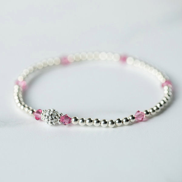 Rose (October Birthstone) Silver Bracelet