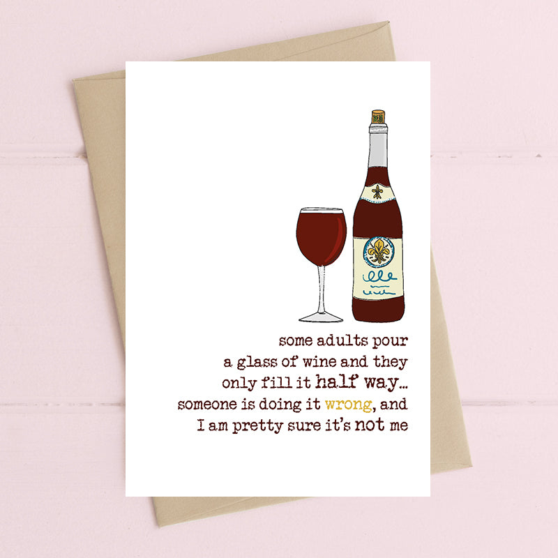 Dandelion Stationery - Wine Glass Half Full Blank Card