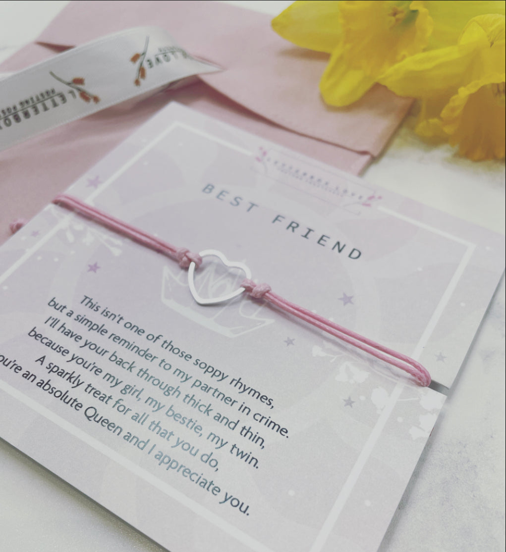 Letterbox Love Best Friend Heart Cord Bracelet
