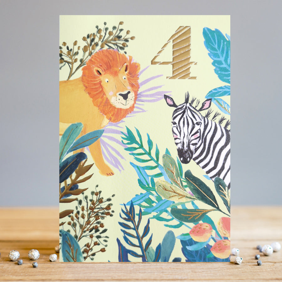 Louise Tiler Jungle Lion 4th Birthday Card