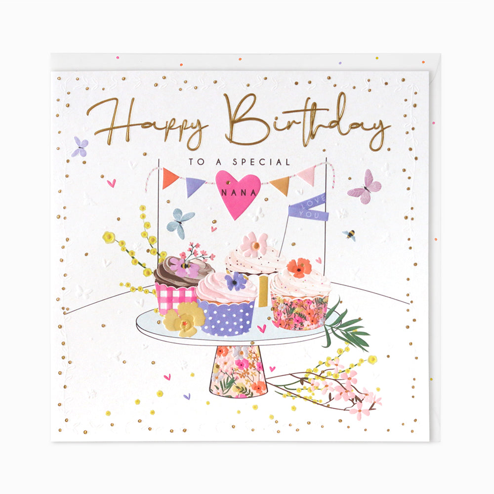 Belly Button Special Nana Cupcakes LARGE Birthday Card