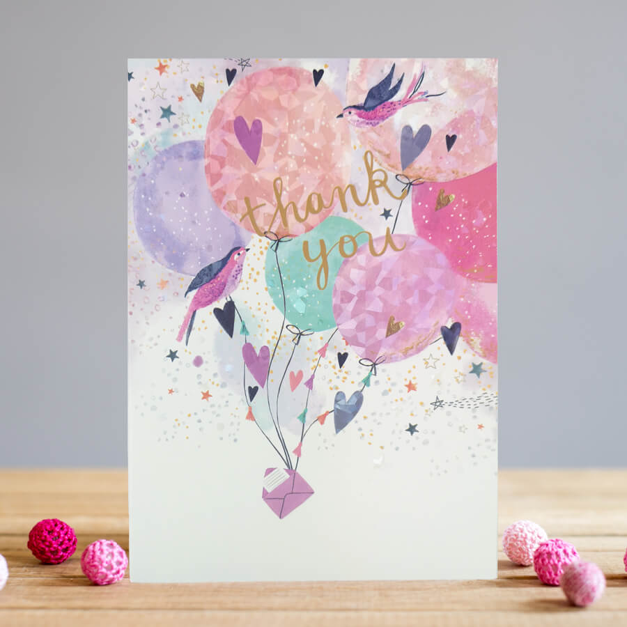 Louise Tiler Thank You Bird & Balloons Card