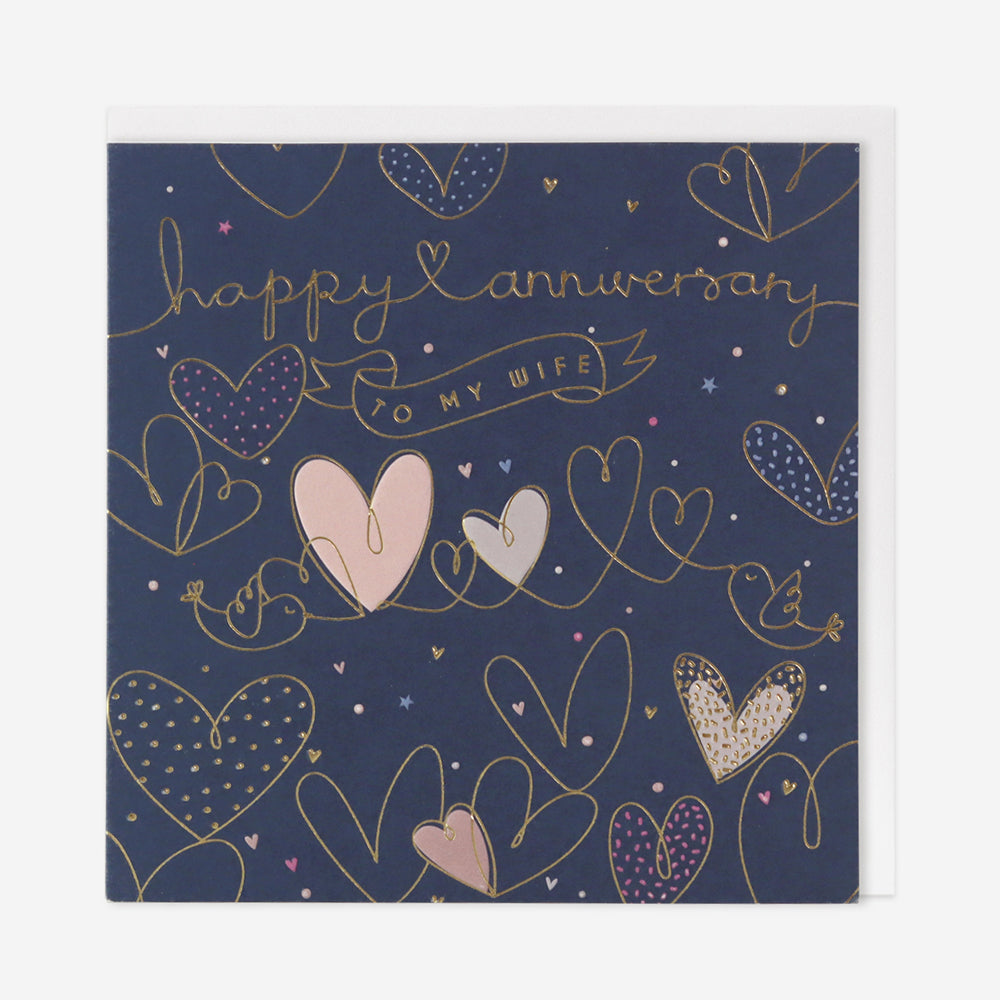 Belly Button Happy Anniversary Wife Hearts Card