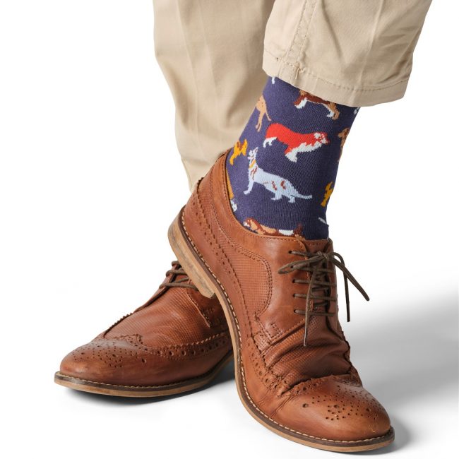 Quintessential Bamboo MENS Ankle Socks Dogs - Navy