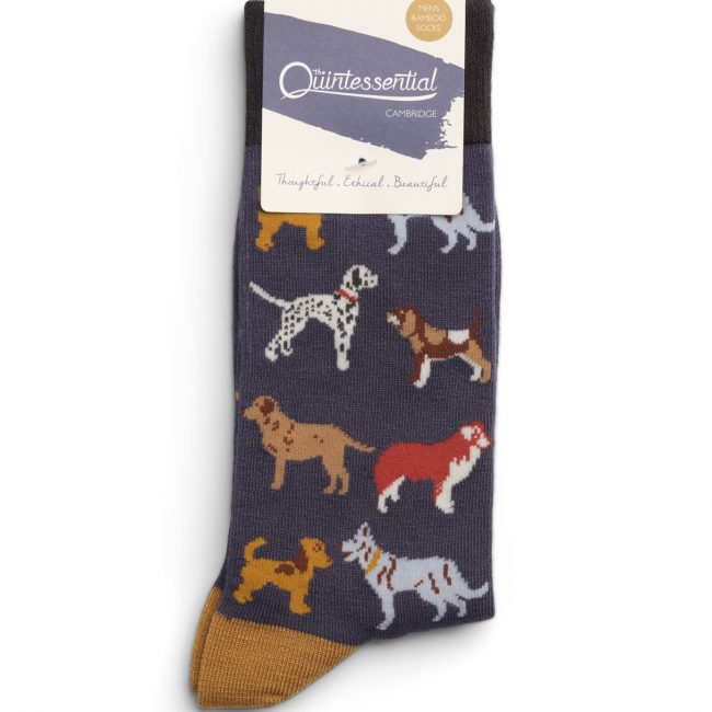 Quintessential Bamboo MENS Ankle Socks Dogs - Navy