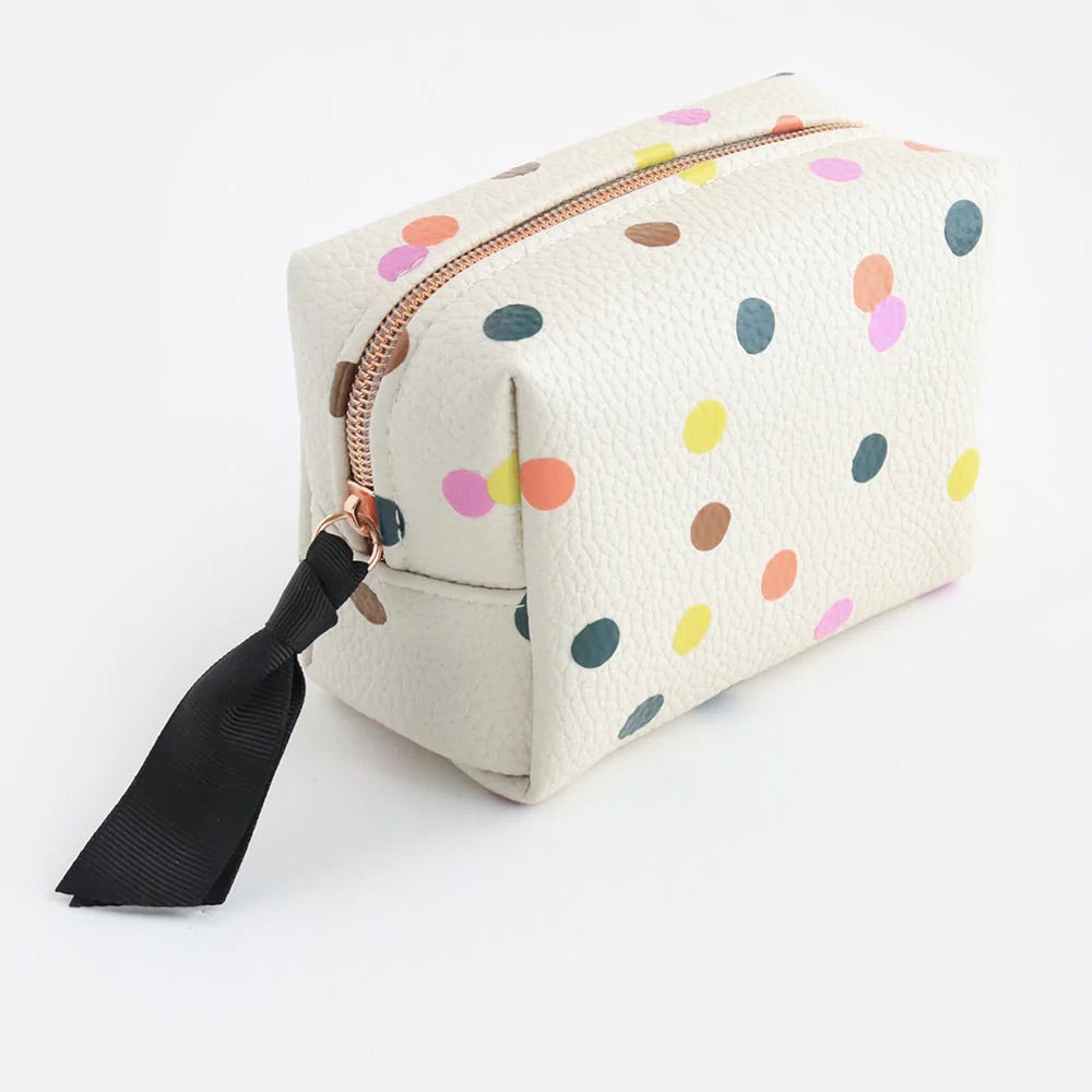 Caroline Gardner Multi Polka Spot Mini Cube Make Up Bag