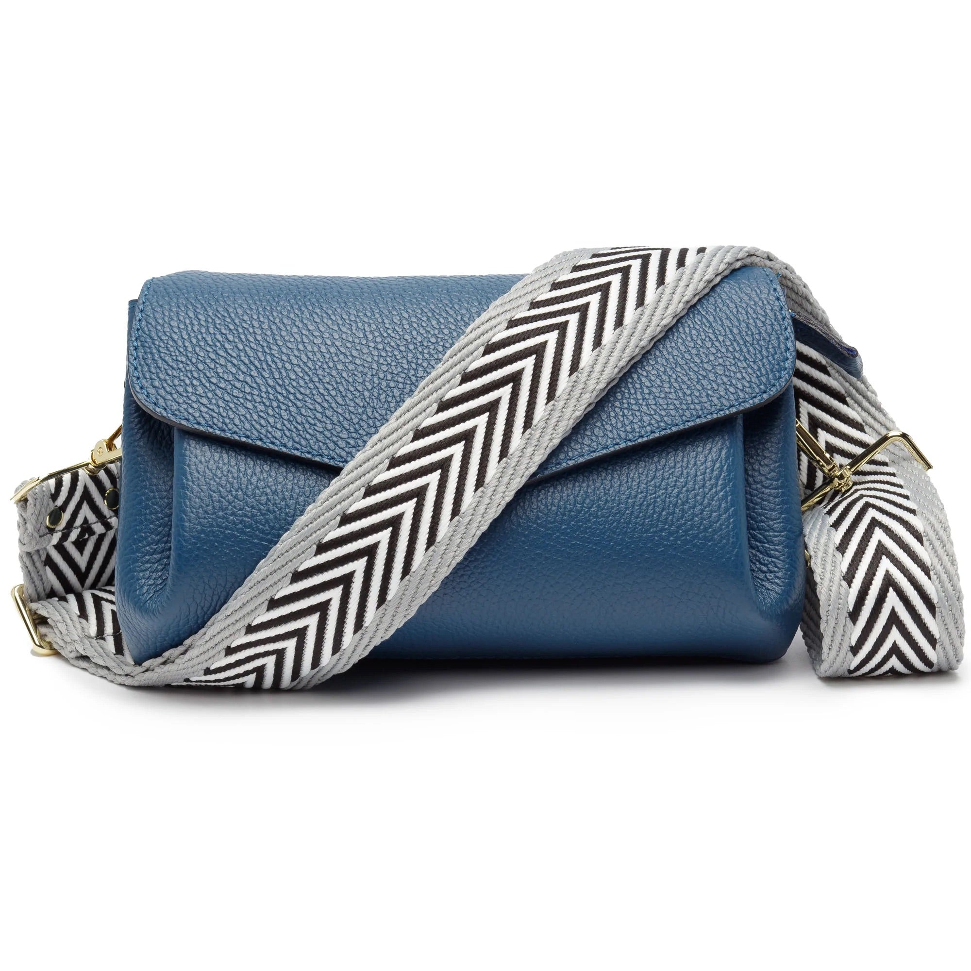 Elie Beaumont Designer GREY CHEVRON Adjustable Crossbody Bag Strap (GOLD Fittings)