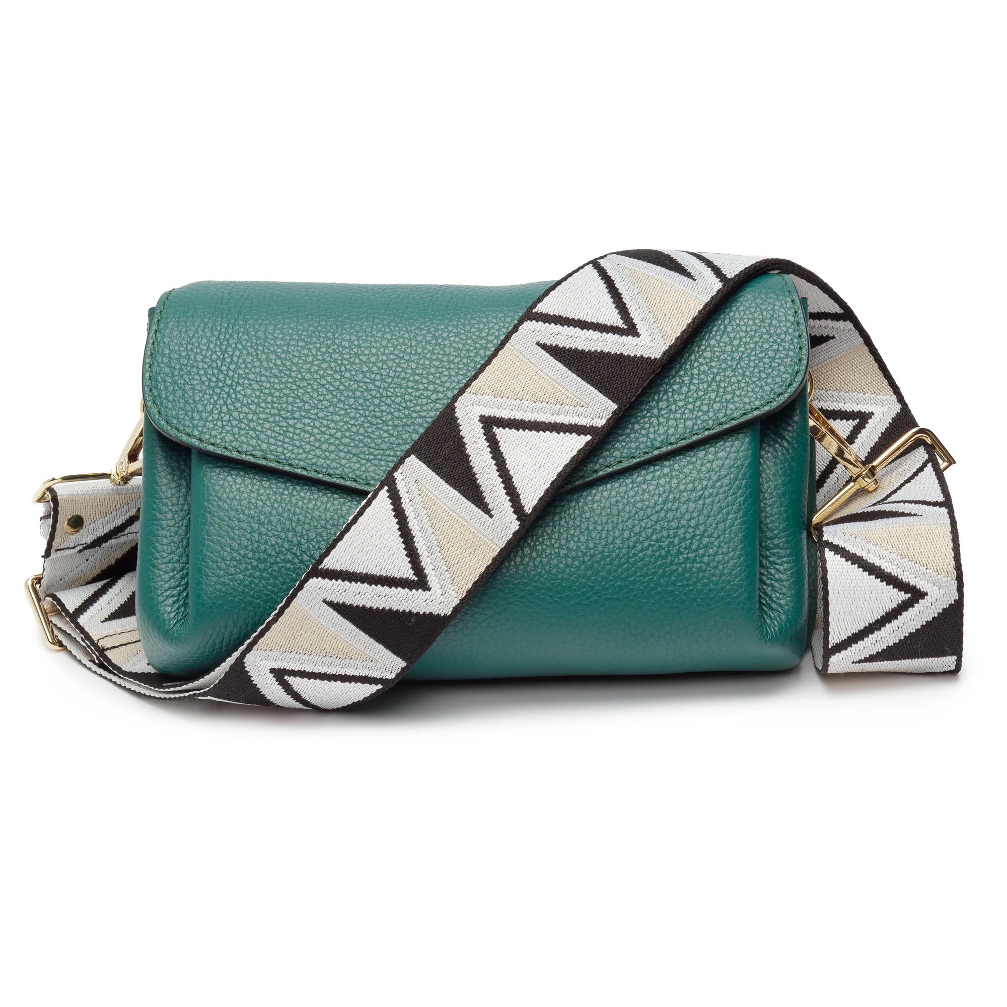 Elie Beaumont Designer BLACK & WHITE ABSTRACT Adjustable Crossbody Bag Strap (GOLD Fittings)