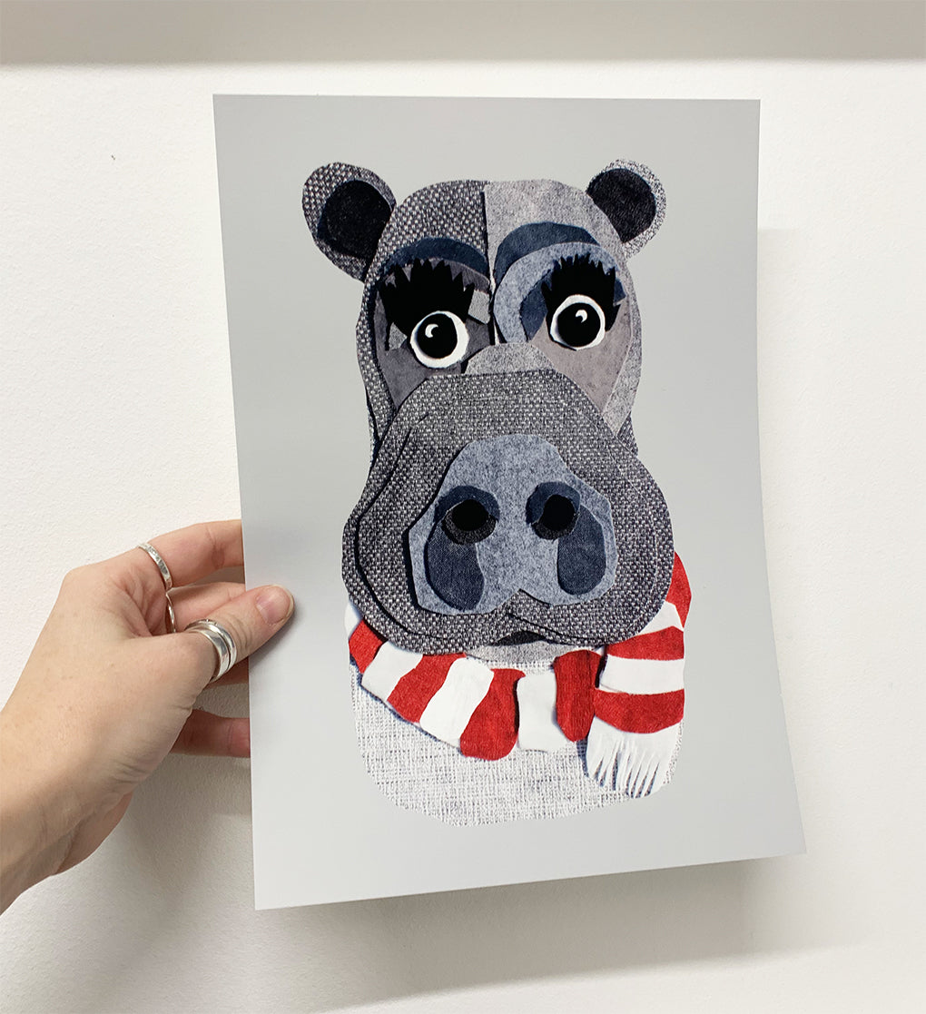 Cushy Paws Stoke City Hippo Pottermus A4 Print