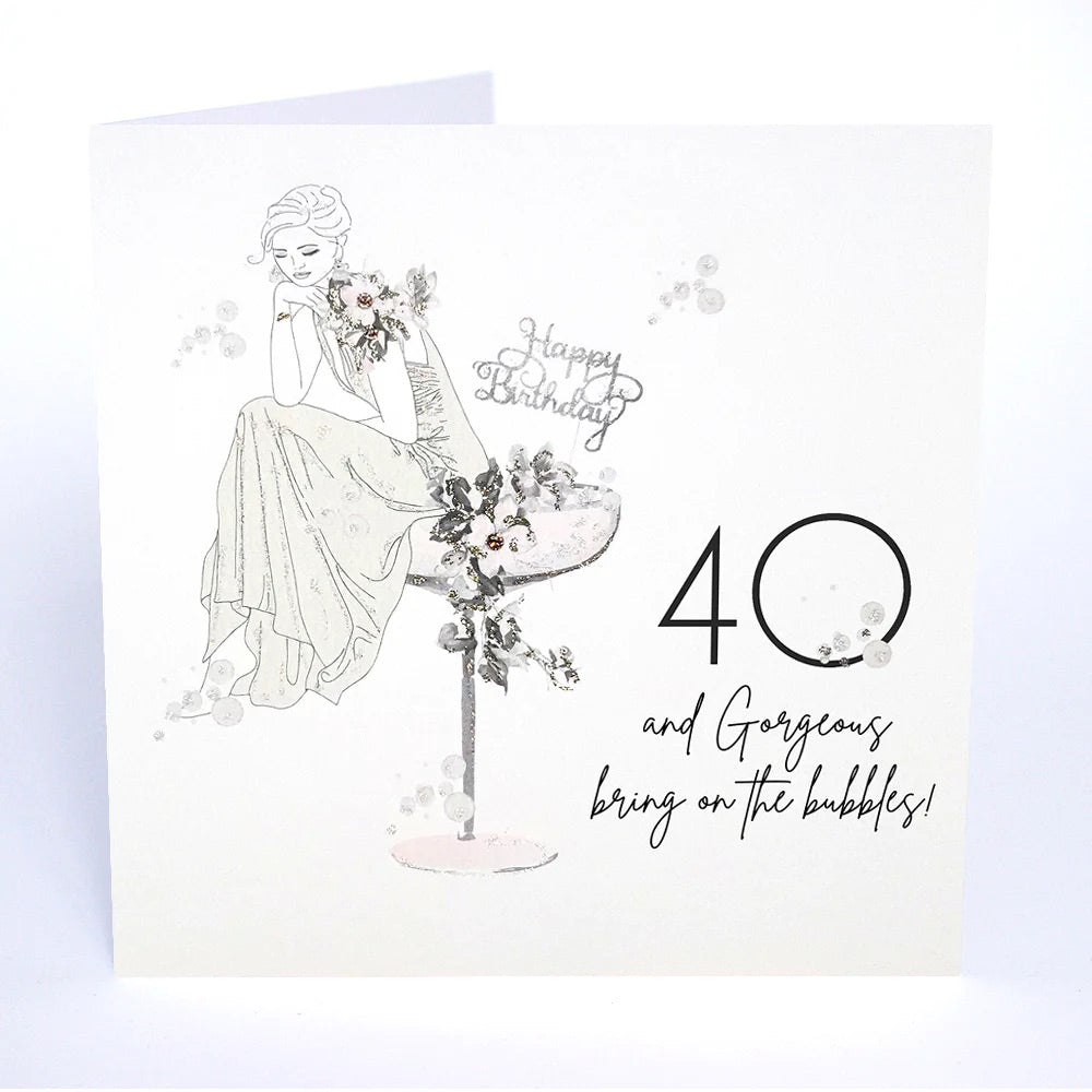 Five Dollar Shake 40 & Gorgeous Bring on the Bubbles Birthday Card