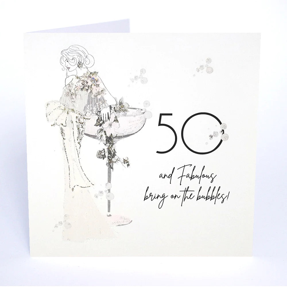 Five Dollar Shake 50 & Fabulous Bring on the Bubbles Birthday Card