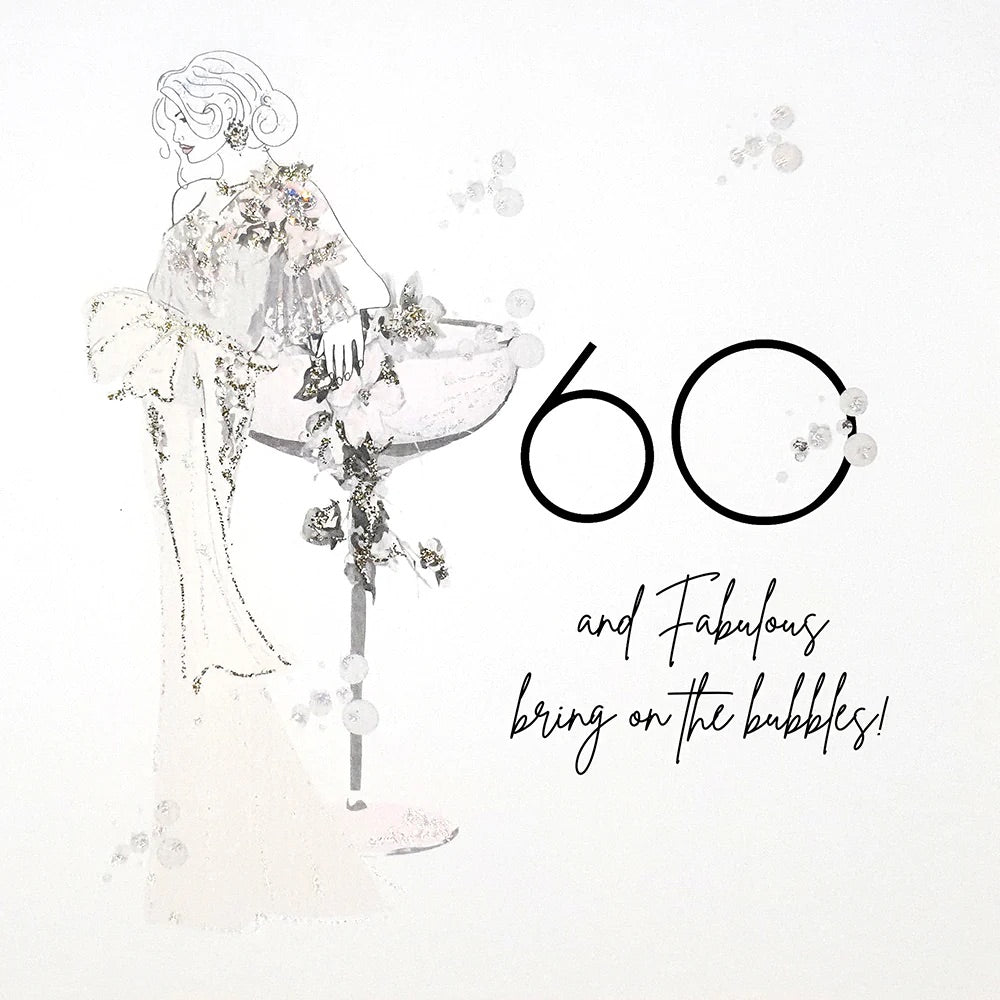 Five Dollar Shake 60th & Fabulous Bring on the Bubbles Birthday Card