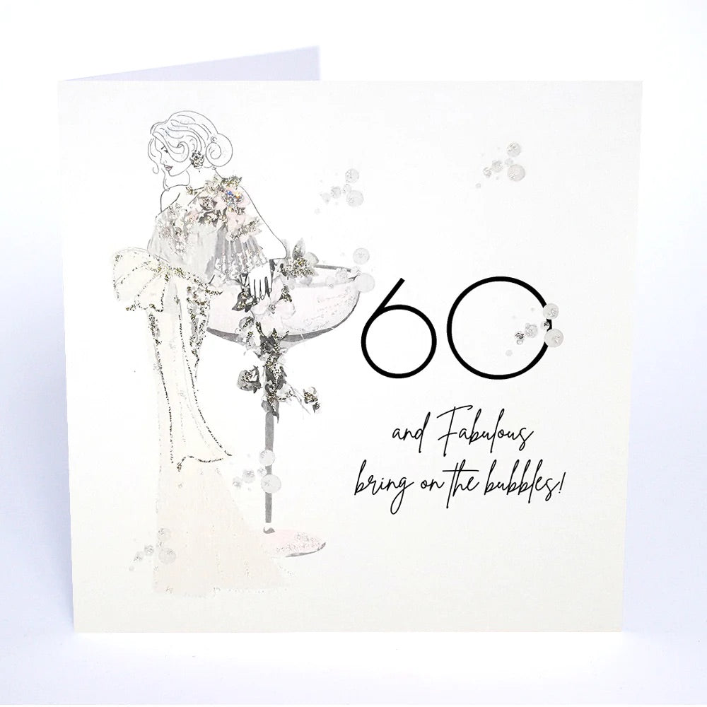 Five Dollar Shake 60th & Fabulous Bring on the Bubbles Birthday Card