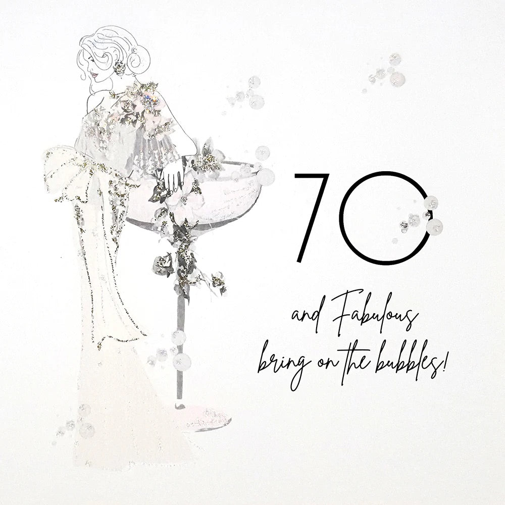 Five Dollar Shake 70th & Sensational Bring on the Bubbles Birthday Card