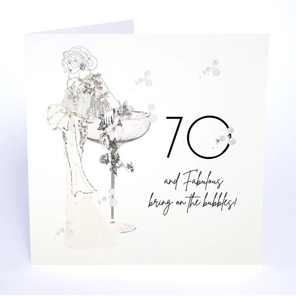 Five Dollar Shake 70th & Sensational Bring on the Bubbles Birthday Card