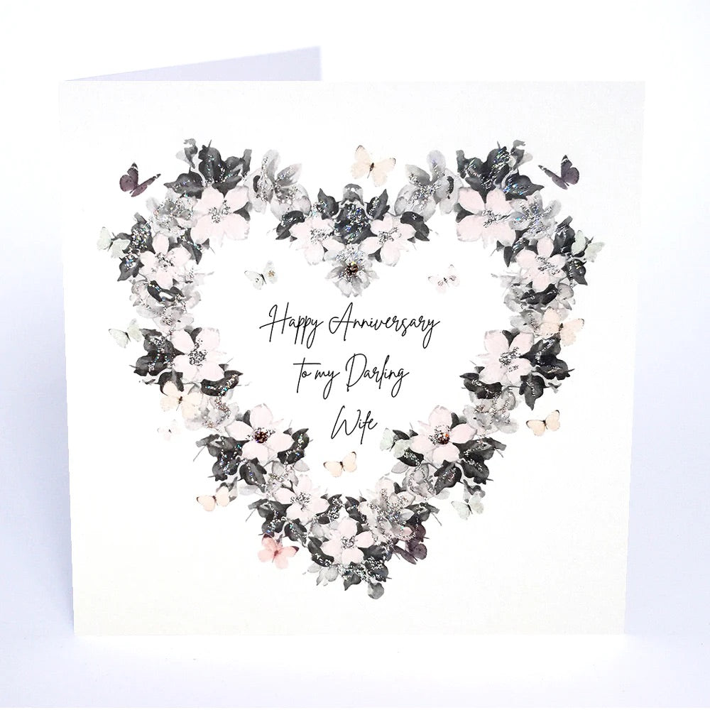 Five Dollar Shake Floral Heart Wife Anniversary Card