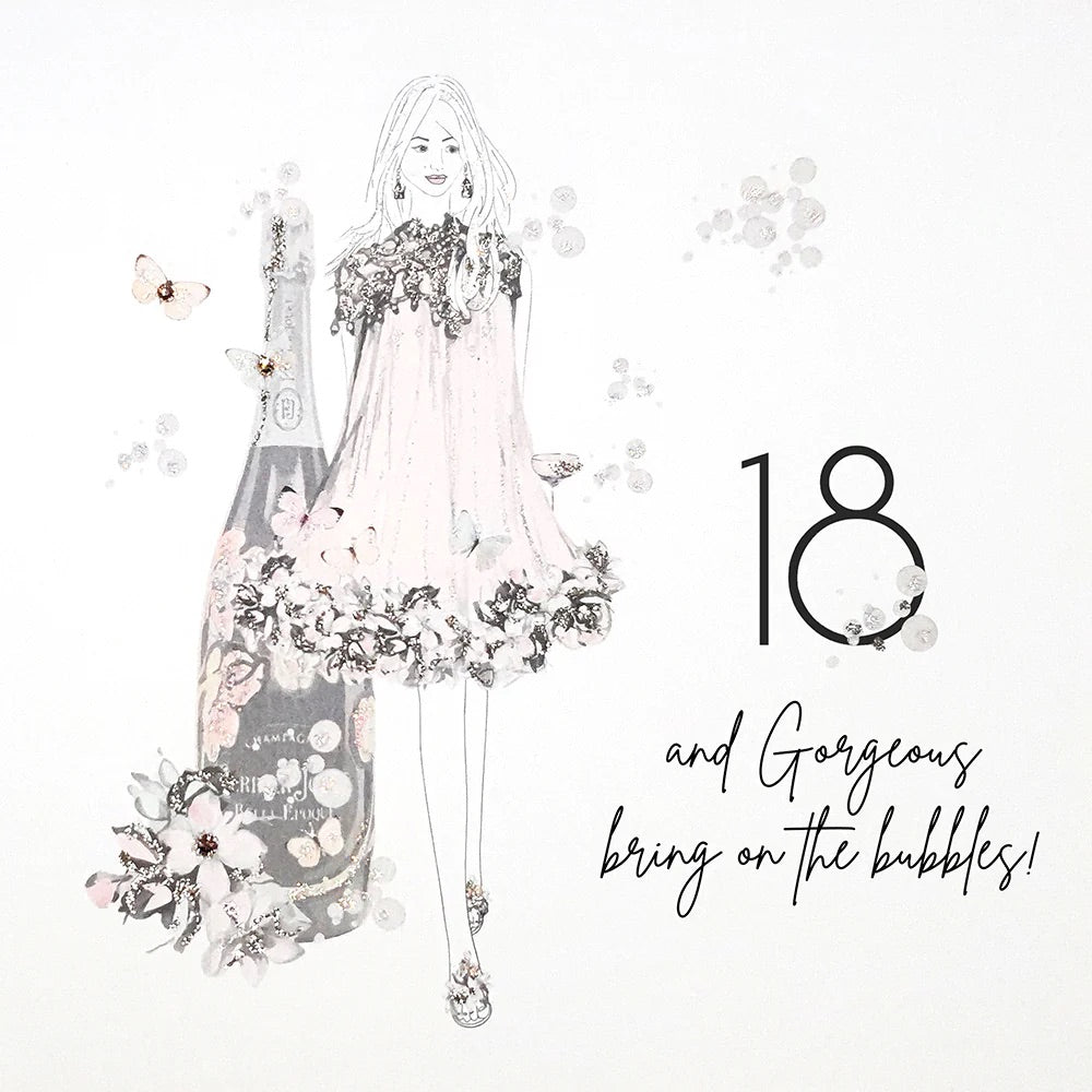 Five Dollar Shake 18 & Gorgeous Bring on the Bubbles Birthday Card
