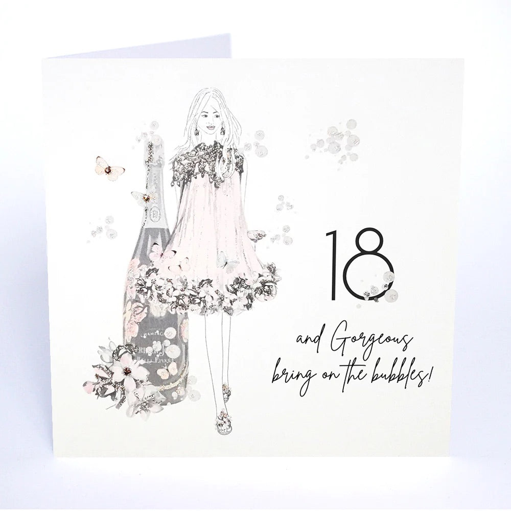 Five Dollar Shake 18 & Gorgeous Bring on the Bubbles Birthday Card