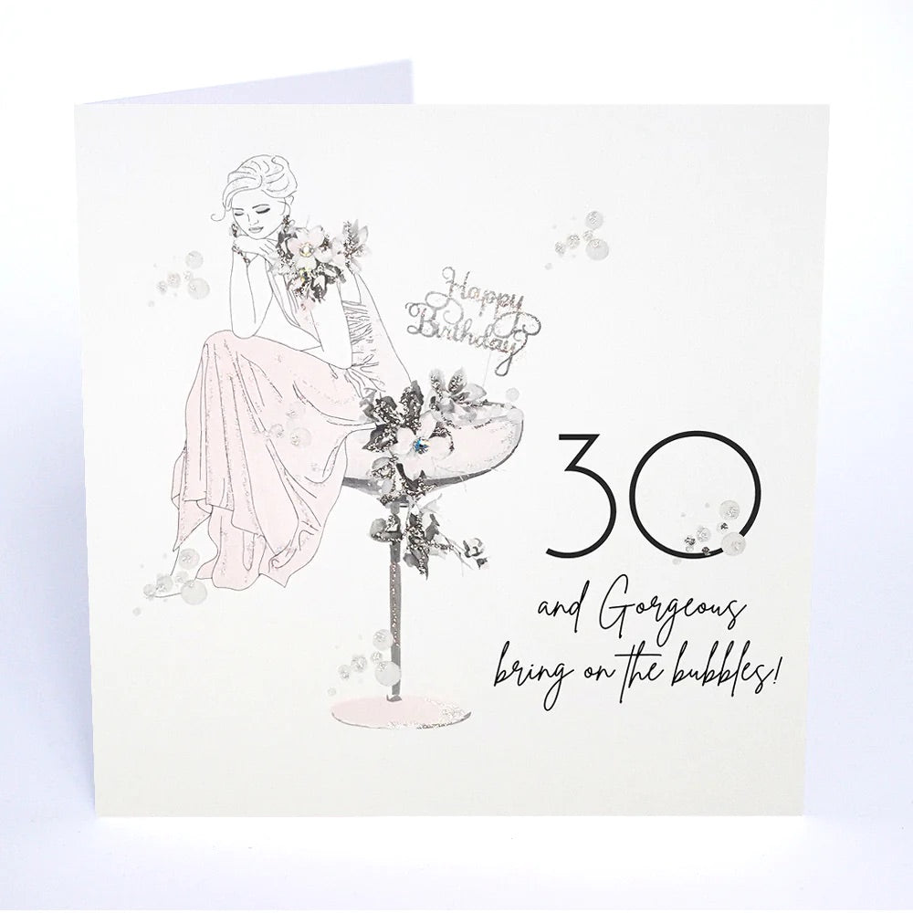 Five Dollar Shake 30 & Gorgeous Bring on the Bubbles Birthday Card