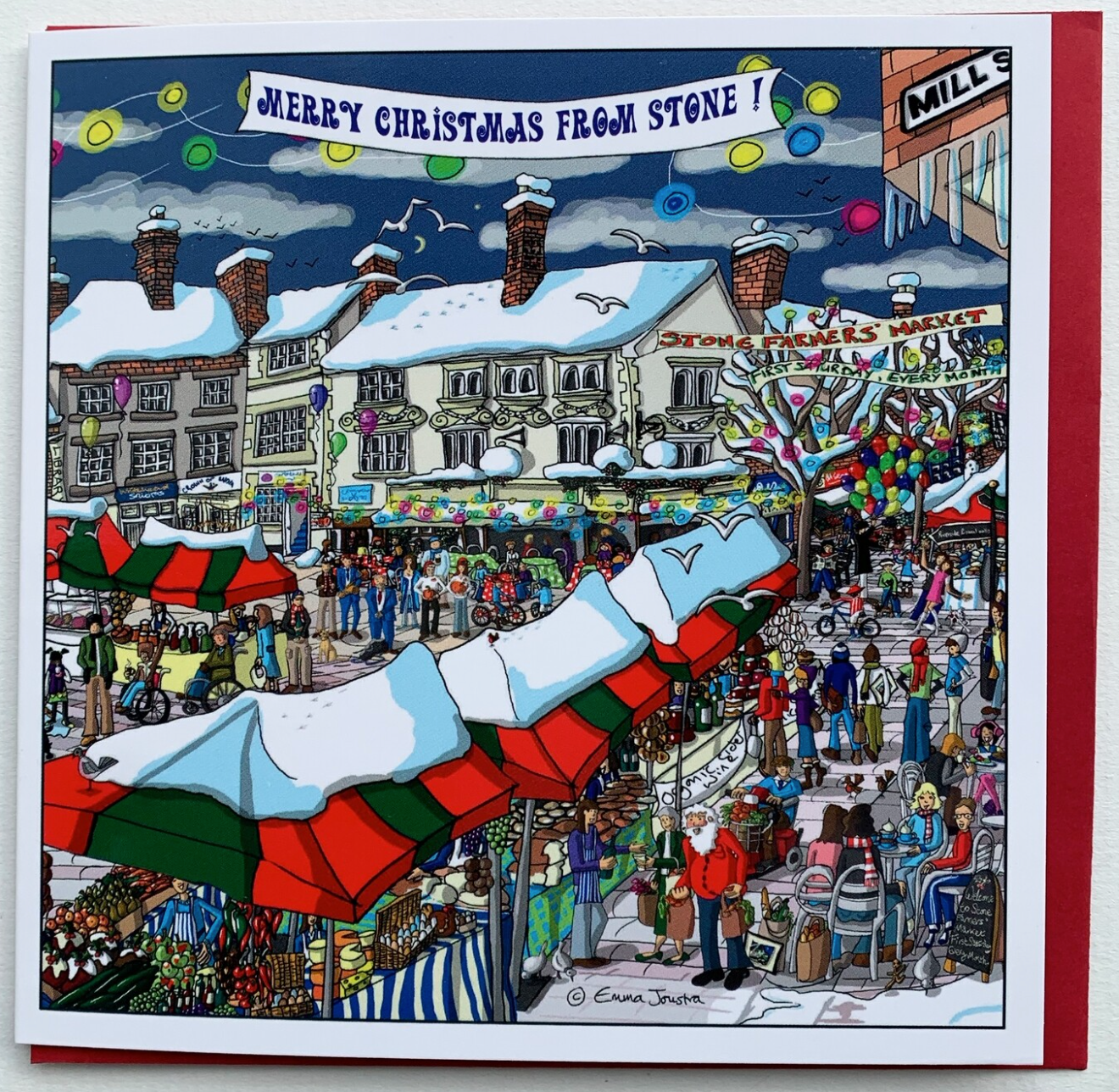 Emma Joustra Winter Market Square Christmas Stone Card