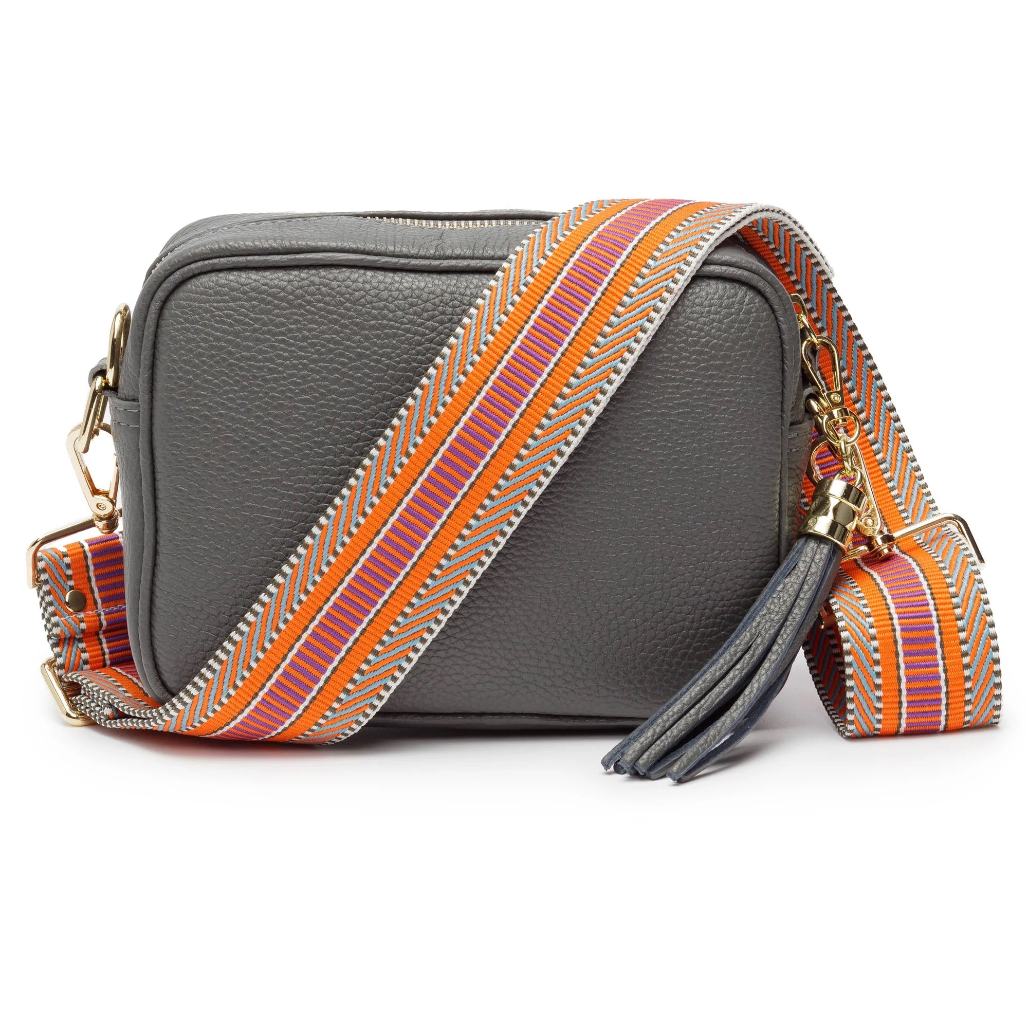 Elie Beaumont Designer Leather Crossbody Bag - Slate Grey (GOLD Fittings)