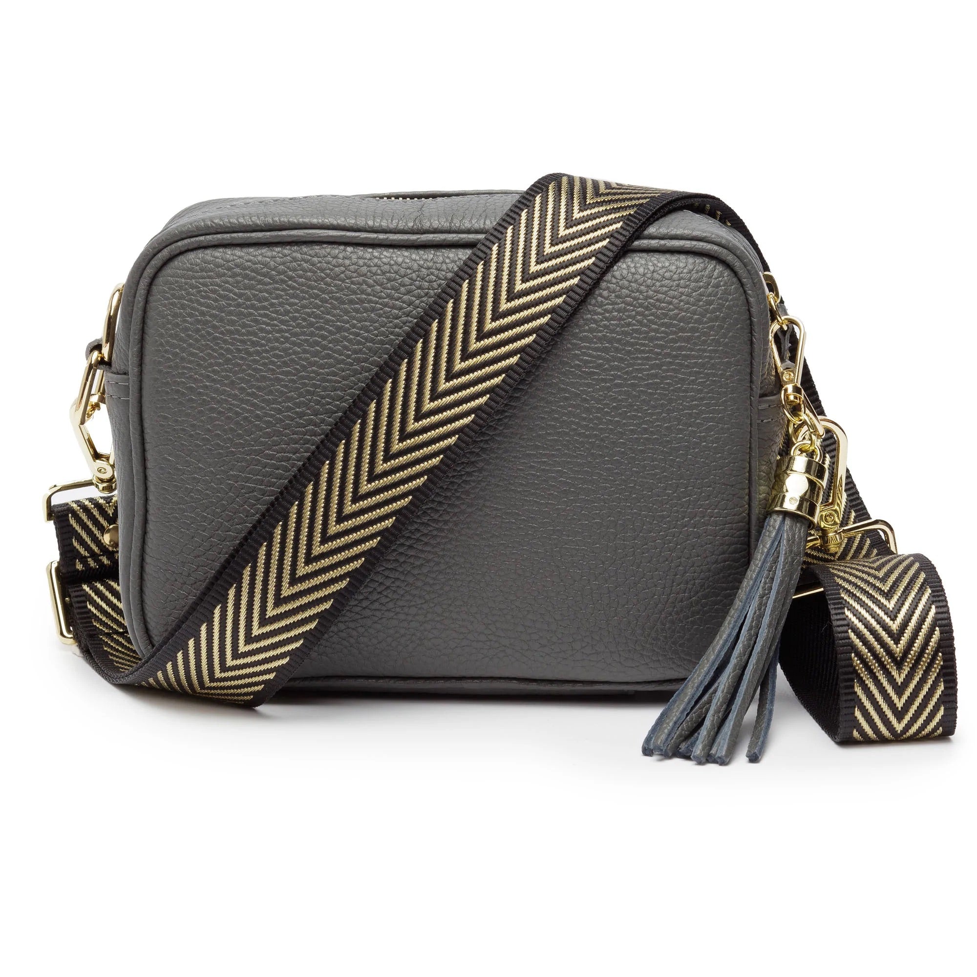 Elie Beaumont Designer Leather Crossbody Bag - Slate Grey (GOLD Fittings)