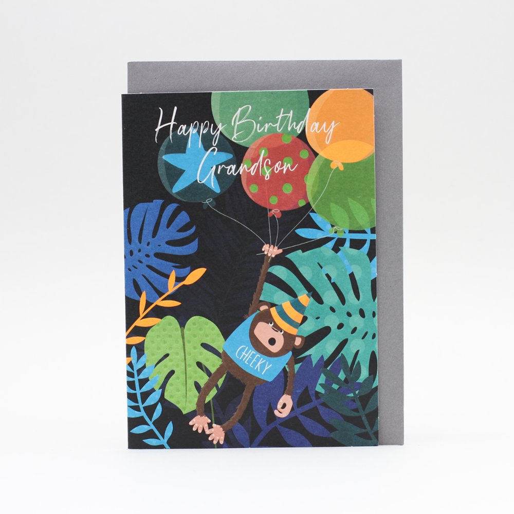 Belly Button Happy Birthday Grandson Monkey Card