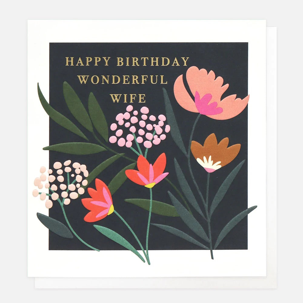 Caroline Gardner Wonderful Wife Floral Birthday Card