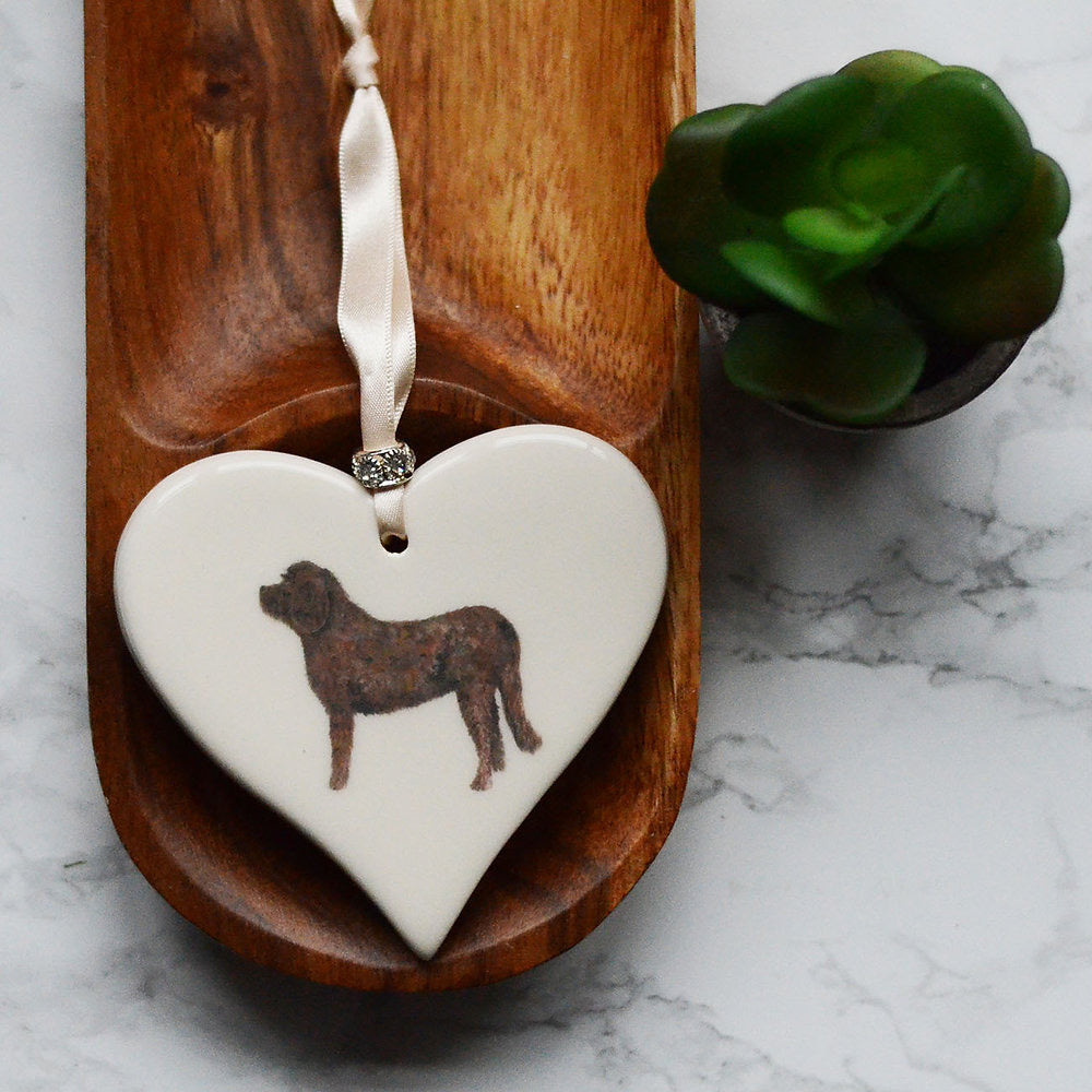 Dimbleby Ceramics Dog LARGE Hanging Heart - Labradoodle/Cockerpoo