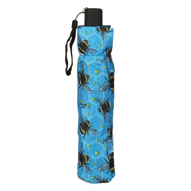 Eco Chic Foldable Mini Umbrella -Bee Print - Blue