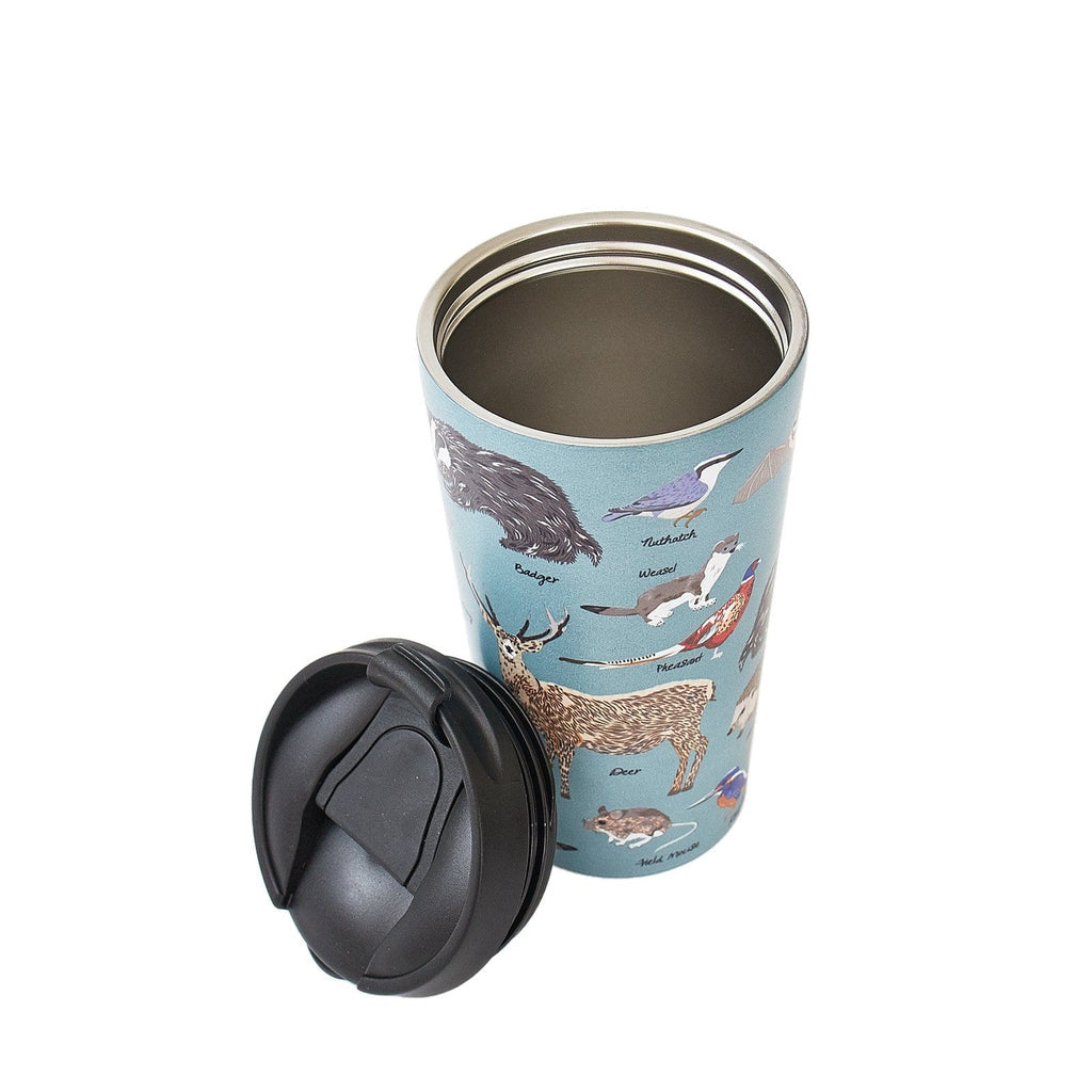 Eco Chic Thermal Coffee Cup - Olive Woodland - Teal