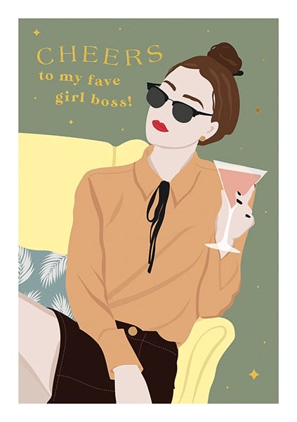 The Art File - Cheers to my Fave Girl Boss Blank Card