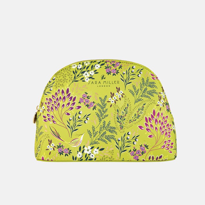 Sara Miller Havali Garden Print Medium Make-Up Cosmetic Bag - Lime