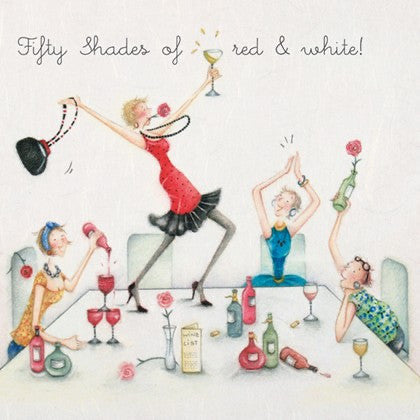 Berni Parker Blank Notecards Pack of 8 - Fifty Shades of Red & White/Wine Tasting